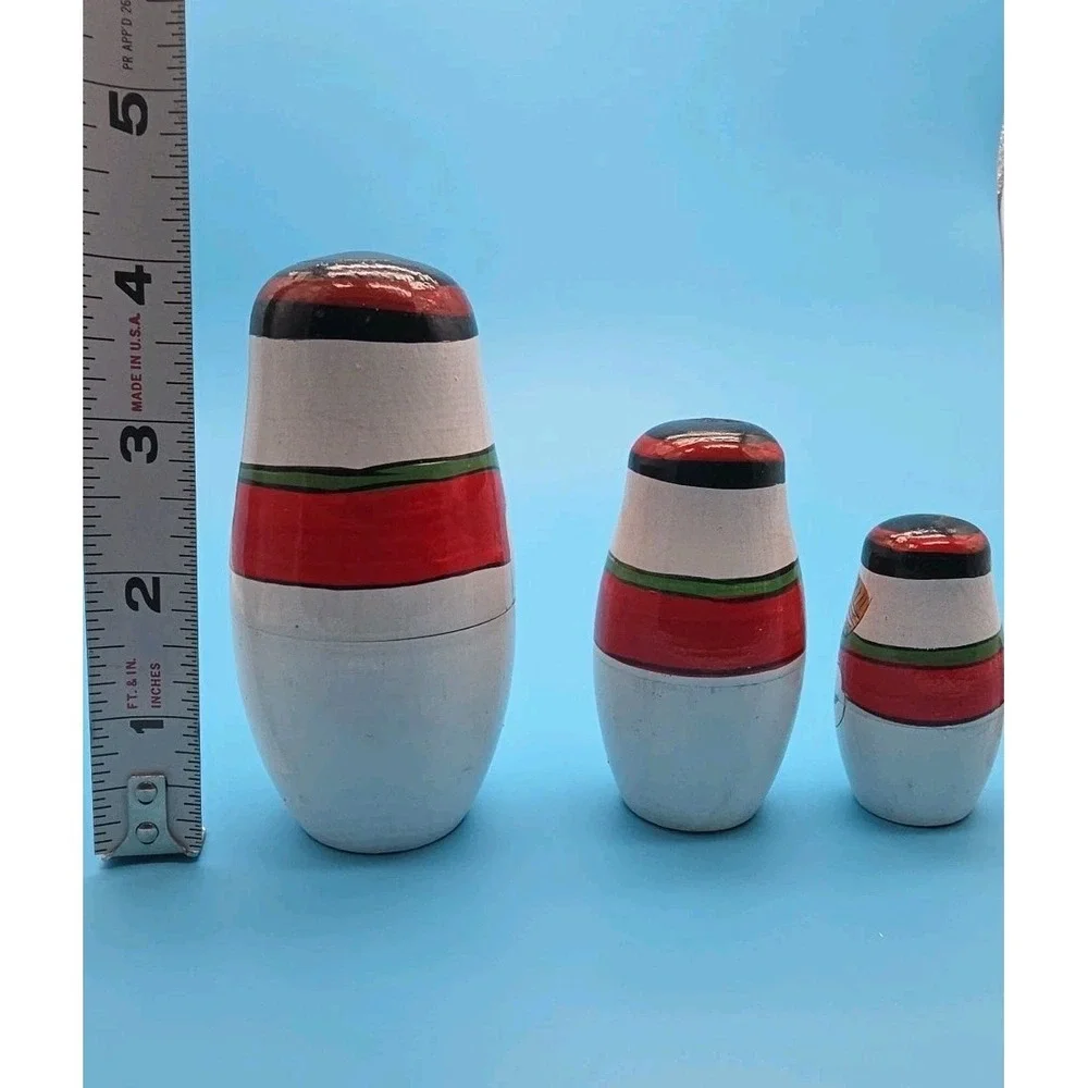 Vtg Nesting Dolls Vintage Wooden Snowman Family Set Of 4 Graduated Sizes Holiday